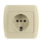 Розетка одинарная с/з EL-BI Zirve крем Fixline (501-010301-217)