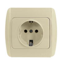 Розетка одинарная с/з EL-BI Zirve крем Fixline (501-010301-217)