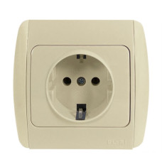 Розетка одинарная с/з EL-BI Zirve крем Fixline (501-010301-217)