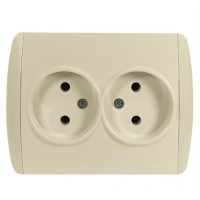 Розетка двойная б/з EL-BI Zirve крем (501-010303-908)