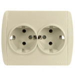 Розетка двойная с/з EL-BI Zirve крем Fixline (501-010303-907)