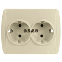 Розетка двомісна з/з EL-BI Zirve крем Fixline (501-010303-907)