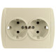 Розетка двойная с/з EL-BI Zirve крем Fixline (501-010303-907)