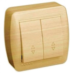 Выключатель накладной двухклавишный проходной LEZARD Demet клен IP20 711-4700-106