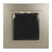 Розетка одинарная с/з и крышкой NILSON Touran Золото 24151018