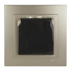 Розетка одинарная с/з и крышкой NILSON Touran Золото 24151018