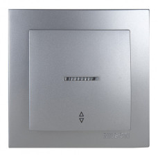 Выключатель одноклавишный проходной с подсветкой NILSON Touran серебро 24131008