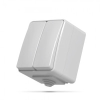 Выключатель двухклавишный наружный VIDEX BINERA IP65 VF-BNW12-G