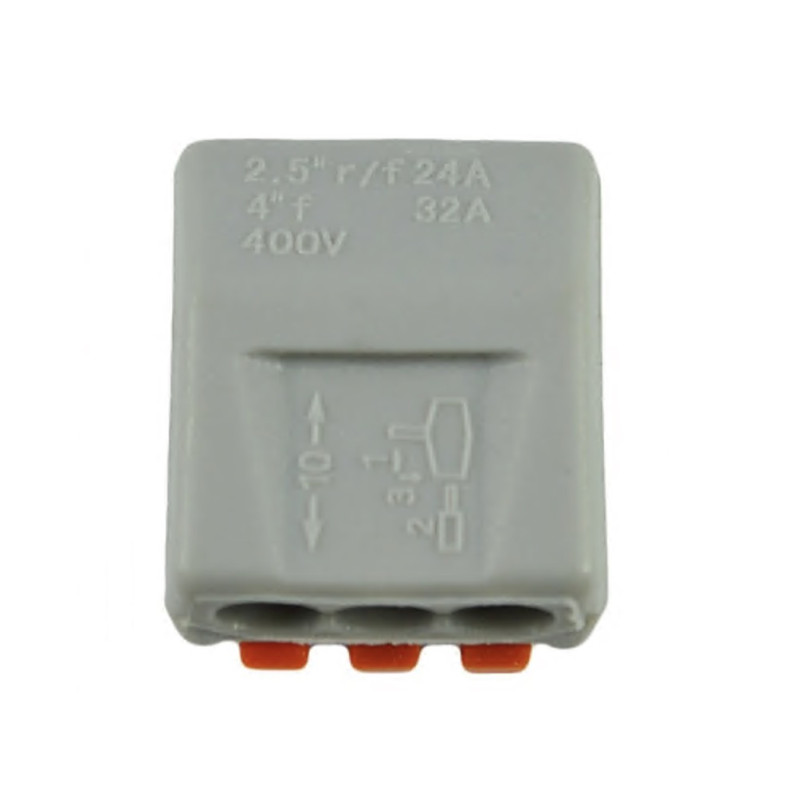 Клемма с нажимными рычагами WAGO на 3 провода 3х2,5мм 222-413