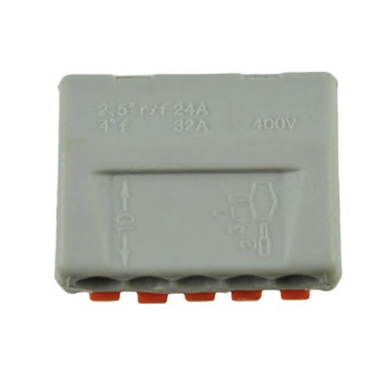 Клемма с нажимными рычагами WAGO на 5 проводов 5х2,5мм 222-415