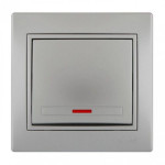Выключатель одноклавишный с подсветкой MIRA серый металл со вставкой 701-1010-111