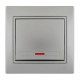Выключатель одноклавишный с подсветкой MIRA серый металл со вставкой 701-1010-111