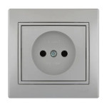 Розетка одинарная без заземления MIRA металл серый со вставкой 701-1010-121В