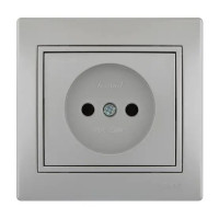 Розетка одинарная без заземления MIRA металл серый со вставкой 701-1010-121В