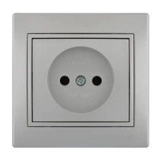 Розетка одинарная без заземления MIRA металл серый со вставкой 701-1010-121В