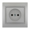 Розетка одинарная без заземления MIRA металл серый со вставкой 701-1010-121В