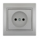 Розетка одинарная без заземления MIRA металл серый со вставкой 701-1010-121В