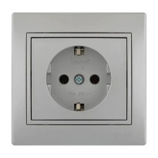 Розетка одинарная с заземлением MIRA металл серый со вставкой 701-1010-122