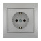 Розетка одинарная с заземлением MIRA металл серый со вставкой 701-1010-122