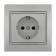 Розетка одинарная с заземлением MIRA металл серый со вставкой 701-1010-122