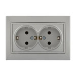Розетка двойная с заземлением MIRA металл серый со вставкой 701-1010-127