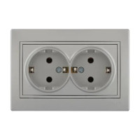 Розетка двойная с заземлением MIRA металл серый со вставкой 701-1010-127