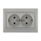 Розетка двойная с заземлением MIRA металл серый со вставкой 701-1010-127