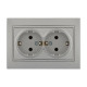 Розетка двойная с заземлением MIRA металл серый со вставкой 701-1010-127