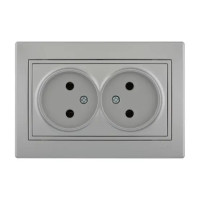 Розетка двойная MIRA металл серый со вставкой 701-1010-128
