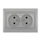 Розетка двойная MIRA металл серый со вставкой 701-1010-128