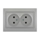 Розетка двойная MIRA металл серый со вставкой 701-1010-128