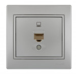 Розетка одинарная компьютерная MIRA металл серый со вставкой 701-1010-139