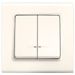 Выключатель двухклавишный с подсветкой VIKO Linnera крем 90401050