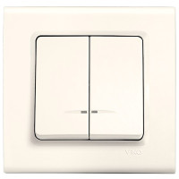 Выключатель двухклавишный с подсветкой VIKO Linnera крем 90401050