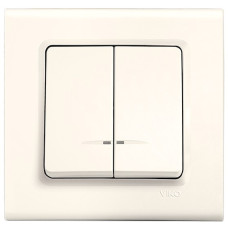 Выключатель двухклавишный с подсветкой VIKO Linnera крем 90401050