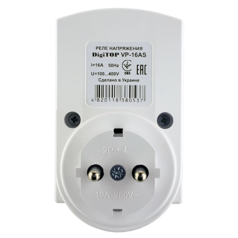 Реле напряжения DigiTOP в розетку V-protector VP-16AS 16A с/с