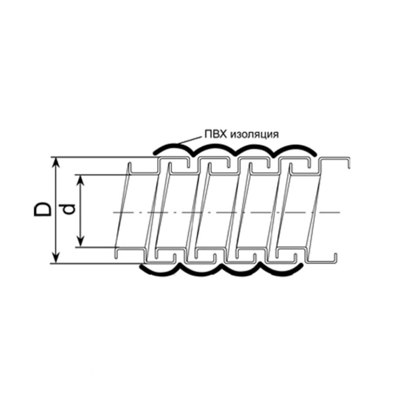 Металлорукав оцинкованный изолированный с протяжкой d14 черный (50м)