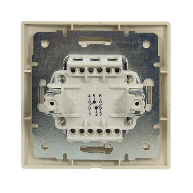 Выключатель проходной двухклавишный с вставкой LEZARD Mira крем 701-0303-106