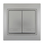 Выключатель двухклавишный MIRA металл серый со вставкой 701-1010-101