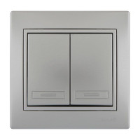 Выключатель двухклавишный MIRA металл серый со вставкой 701-1010-101