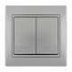 Выключатель двухклавишный MIRA металл серый со вставкой 701-1010-101