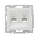 Розетка подвійна комп'ютерна RJ-45 LEZARD Rain біла 703-0288-141