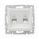 Розетка подвійна комп'ютерна RJ-45 LEZARD Rain біла 703-0288-141