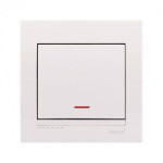 Выключатель одноклавишный с подсветкой LEZARD Deriy белый 702-0202-111