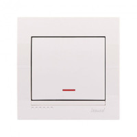 Выключатель одноклавишный с подсветкой LEZARD Deriy белый 702-0202-111