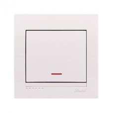 Выключатель одноклавишный с подсветкой LEZARD Deriy белый 702-0202-111