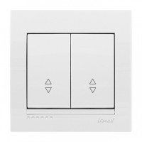 Выключатель двухклавишный проходной LEZARD Deriy белый 702-0202-106