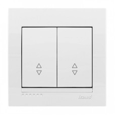 Выключатель двухклавишный проходной LEZARD Deriy белый 702-0202-106