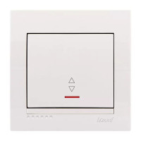 Выключатель одноклавишный проходной с подсветкой LEZARD Deriy белый 702-0202-114