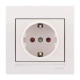 Розетка одинарная с/з и защитными шторками LEZARD Deriy белая